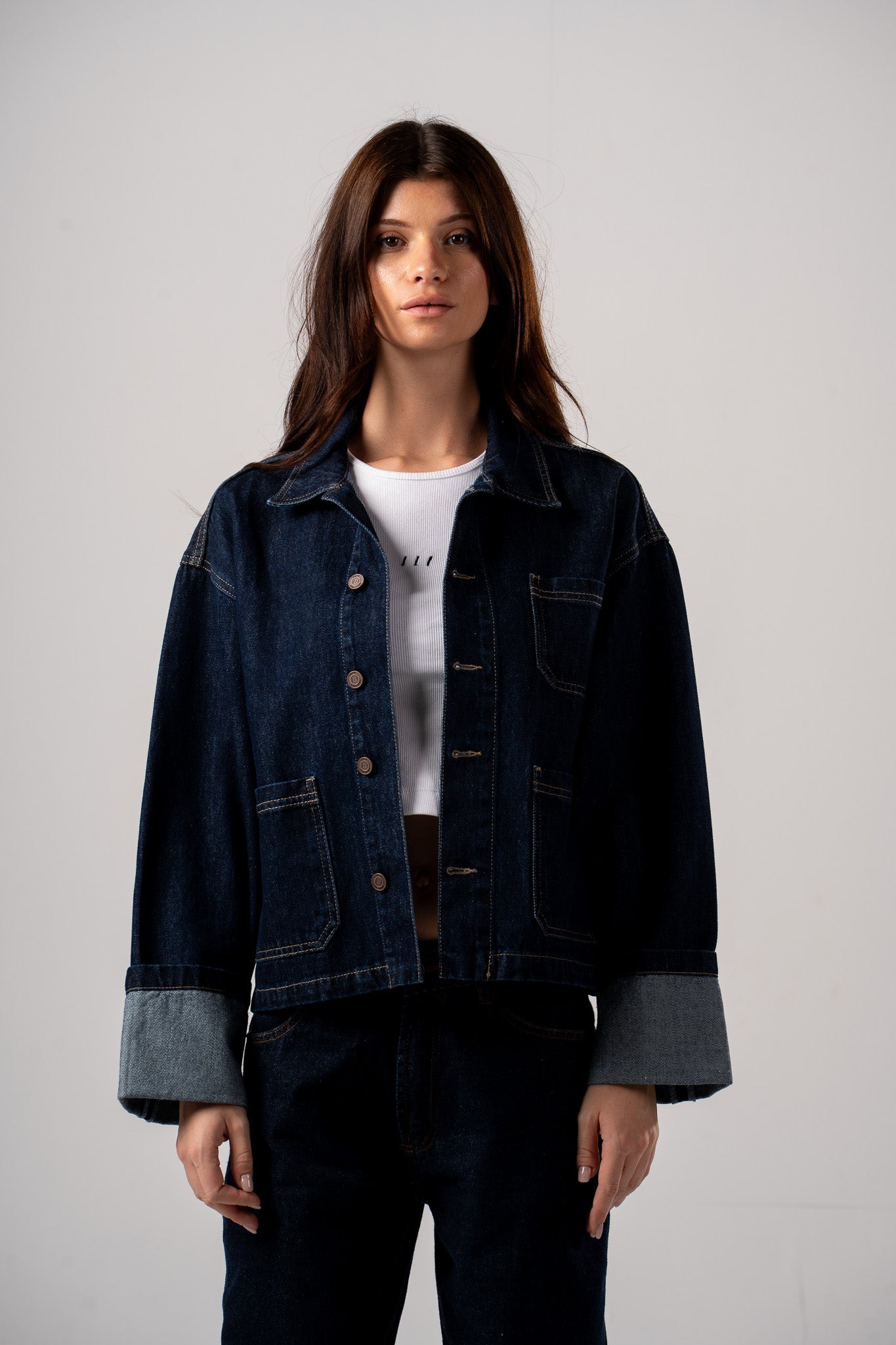 Rinse Wash Turn-Up Denim Jacket